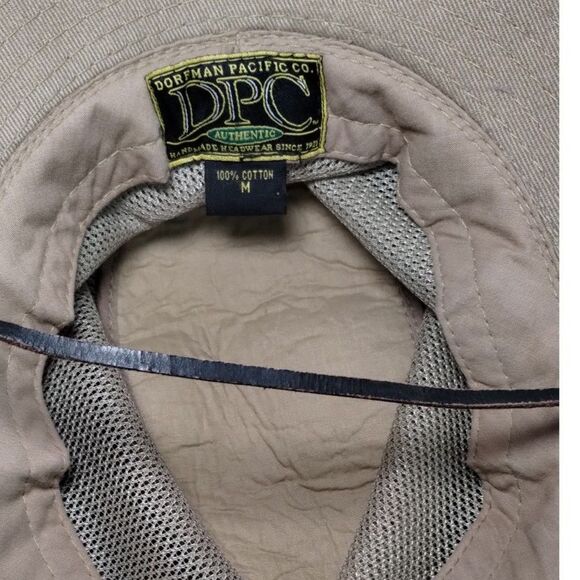 DORFMAN PACIFIC HEADWEAR OUTDOOR SAFARI STYLE MESH HAT TAN W/LEATHER STRAP MED - Picture 7 of 7